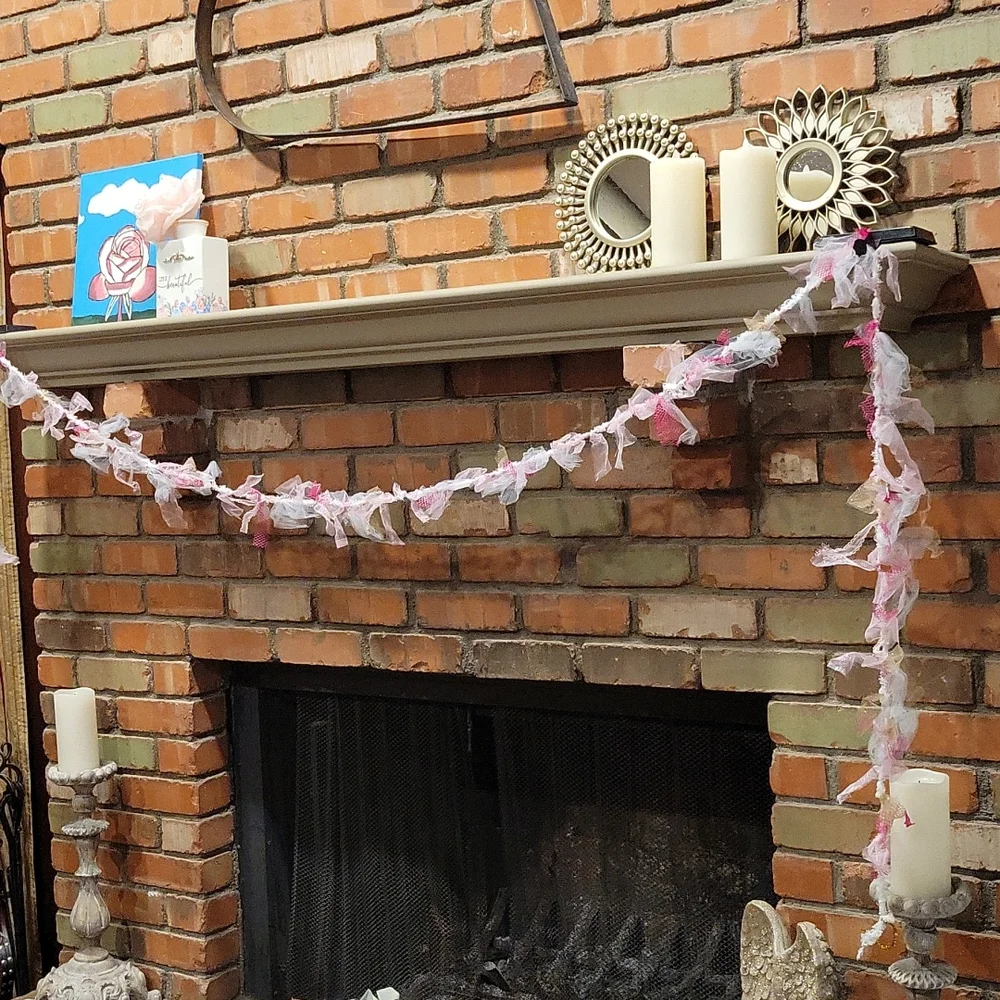 Shabby Chic Garland with Hot Pink, Pink, Gold and Pink Glitter